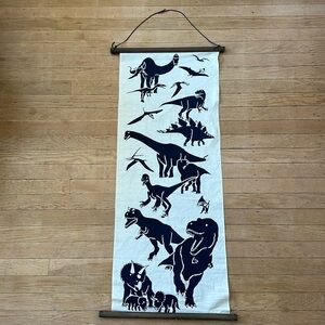 New Japanese Tenugui artisan dinosaur print cotton wood scroll wall hanging art